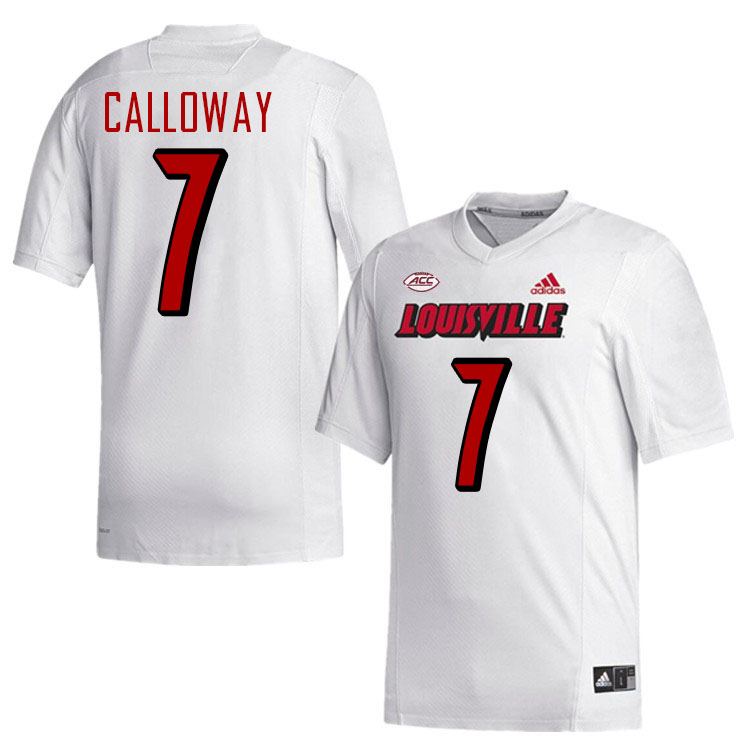 Men #7 Jimmy Calloway Louisville Cardinals College Football Jerseys Stitched-White